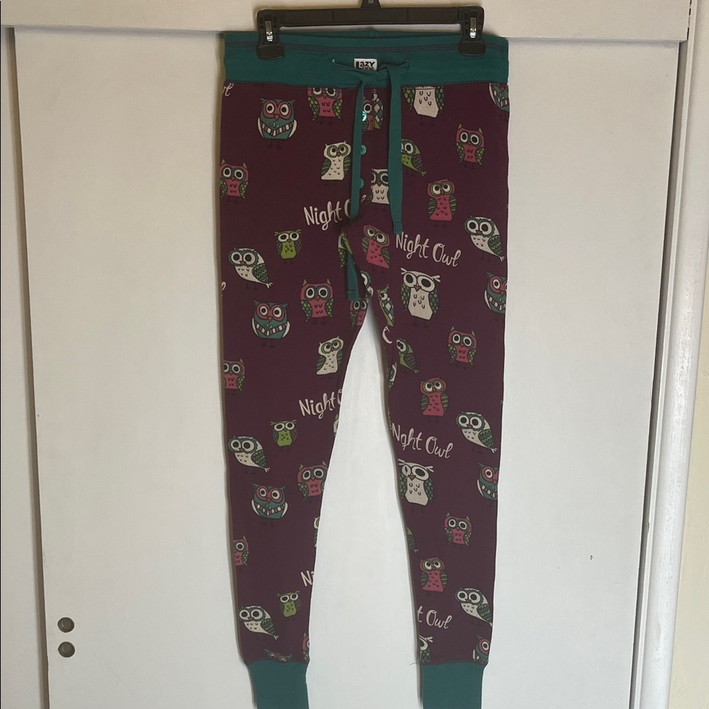 Lazy One Purple Owl Print Pajama Bottoms Size Small